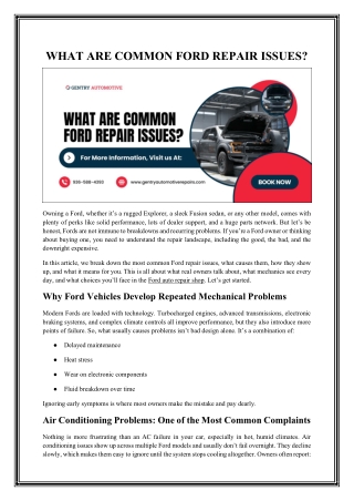 Most Common Ford Vehicle Problems and How to Fix Them