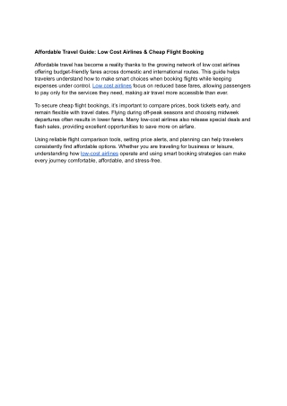 Affordable Travel Guide_ Low Cost Airlines & Cheap Flight Booking