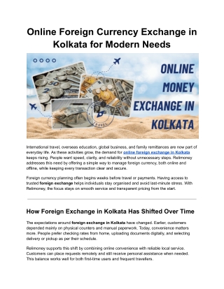 Online Foreign Currency Exchange in Kolkata for Modern Needs