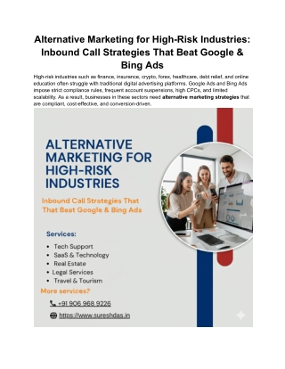 Alternative Marketing for High-Risk Industries Using Inbound Call Strategies