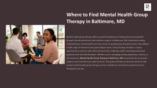 Where to Find Mental Health Group Therapy in Baltimore, MD