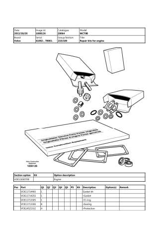 Volvo MC70B Skid Steer Loader Parts Catalogue Manual Instant Download (SN 61002 and up, 70001 and up)