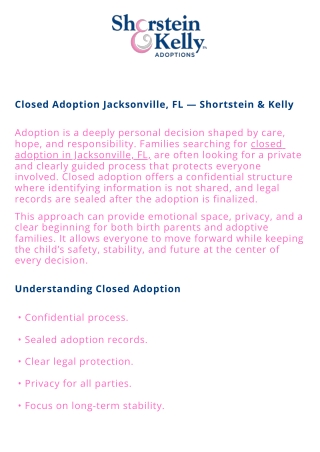Closed Adoption Jacksonville FL | Shortstein & Kelly
