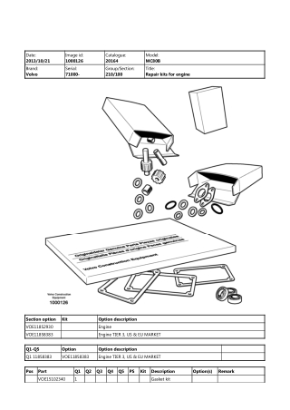 Volvo MC80B Skid Steer Loader Parts Catalogue Manual Instant Download (SN 71000 and up)