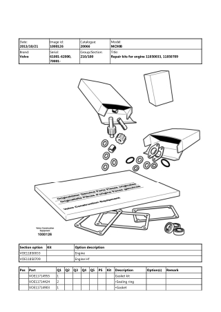Volvo MC90B Skid Steer Loader Parts Catalogue Manual Instant Download (SN 61001-62000, 70001 and up)