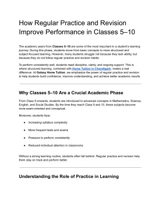 How Regular Practice and Revision Improve Performance in Classes 5–10