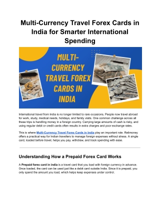 Multi-Currency Travel Forex Cards in India for Smarter International Spending