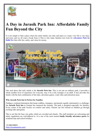 Family Friendly Adventure Parks- A Fun Day at Jurasik Park Inn