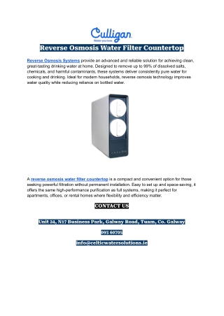 Reverse Osmosis Systems & Countertop Water Filters | Pure Drinking Water