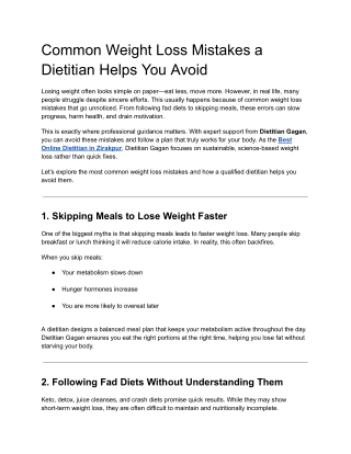 Common Weight Loss Mistakes a Dietitian Helps You Avoid