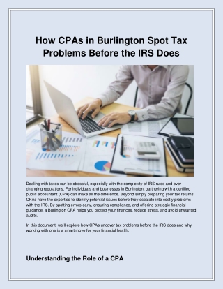How CPAs in Burlington Spot Tax Problems Before the IRS Does