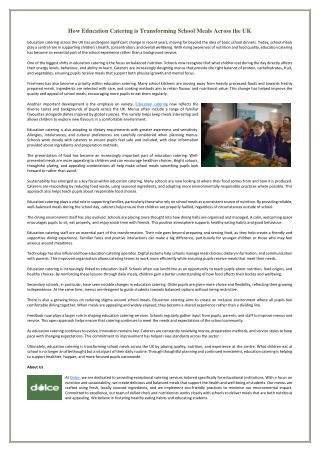 How Education Catering is Transforming School Meals Across the UK