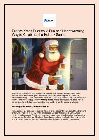 Festive Xmas Puzzles-Fun and Heartwarming Way to Celebrate the Holiday Season