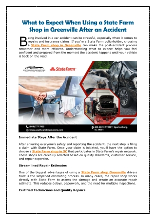 What to Expect When Using a State Farm Shop in Greenville After an Accident