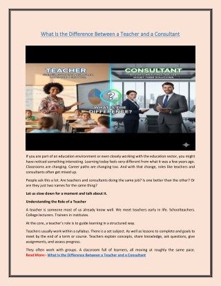 What Is the Difference Between a Teacher and a Consultant