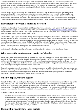 Car Window Replacement in Columbia: Fixing Scratches and Scuffs