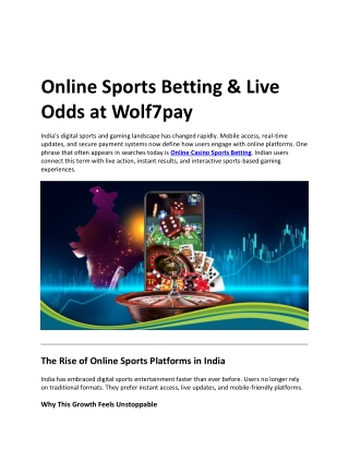 Online Sports Betting & Live Odds at Wolf7pay