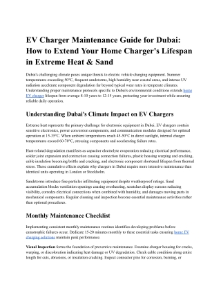EV Charger Maintenance Guide for Dubai_ How to Extend Your Home Charger's Lifespan in Extreme Heat & Sand