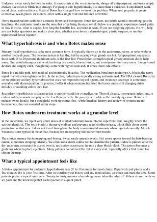 Botox for Underarms: Hyperhidrosis Treatment, Duration, and Cost
