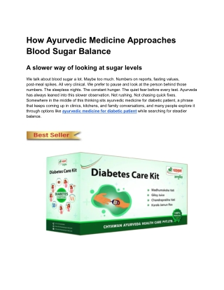 How Ayurvedic Medicine Approaches Blood Sugar Balance