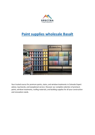 Paint supplies wholesale Basalt