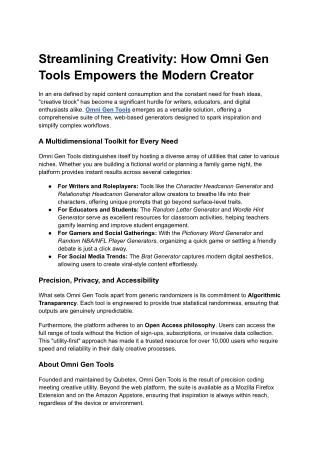 How Omni Gen Tools Empowers