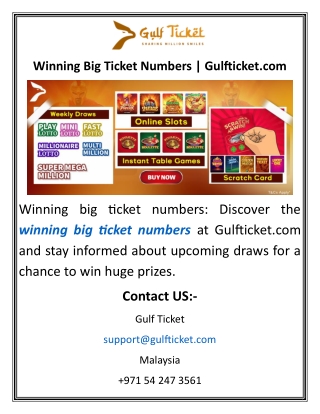 Winning Big Ticket Numbers Gulfticket