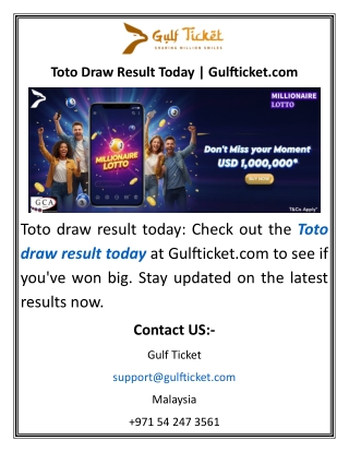 Toto Draw Result Today Gulfticket