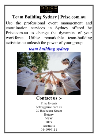 Team Building Sydney | Prise.com.au