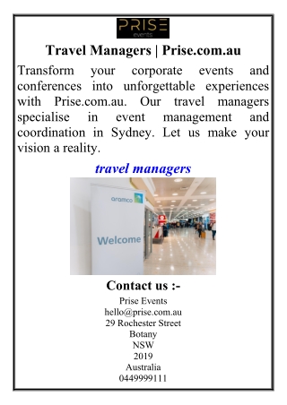 Travel Managers | Prise.com.au