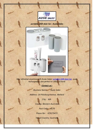 portable USB desk fan  Ausie Sales