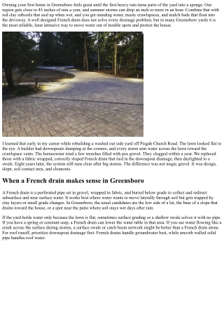 French Drain Installation for New Homeowners in Greensboro NC