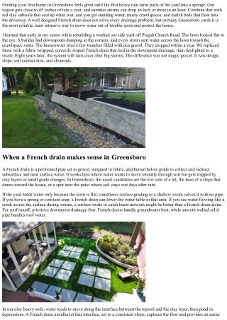 French Drain Installation for New Homeowners in Greensboro NC