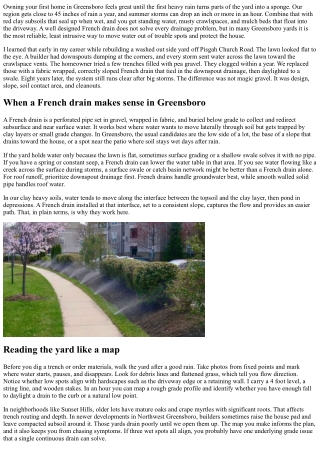 French Drain Installation for New Homeowners in Greensboro NC