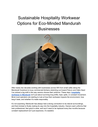 Sustainable Hospitality Workwear Options for Eco-Minded Mandurah Businesses