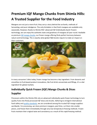 Premium IQF Mango Chunks