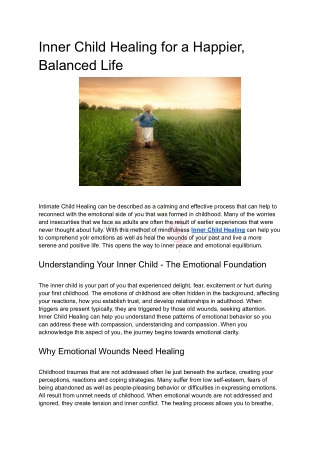 Inner Child Healing for a Happier, Balanced Life