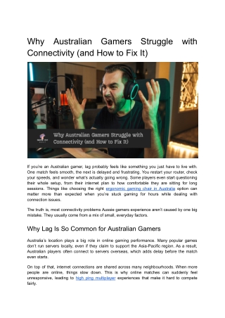 Why Australian Gamers Struggle with Connectivity