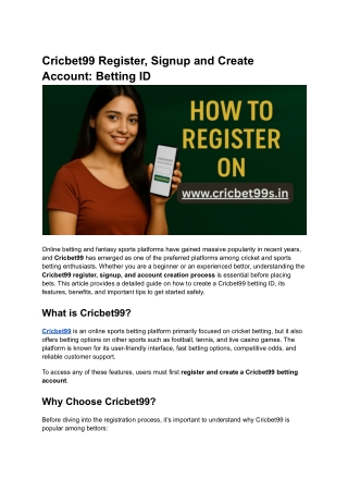 Cricbet99 Register, Signup and Create Account_ Betting ID