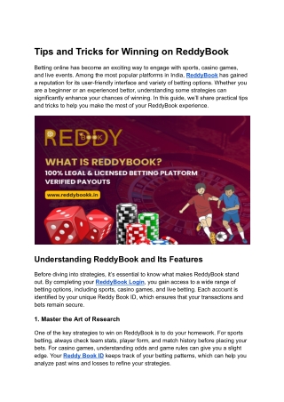 Tips and Tricks for Winning on ReddyBook