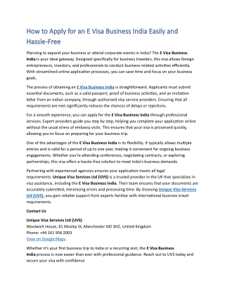 How to Apply for an E Visa Business India Easily and Hassle