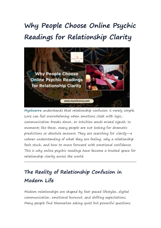 Why People Choose Online Psychic Readings