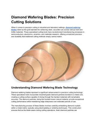 Diamond Wafering Blades: Ultimate Precision Cutting Guide