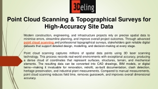 Point Cloud Scanning & Topographical Surveys for High-Accuracy Site Data