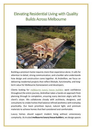 Elevating Residential Living with Quality Builds Across Melbourne