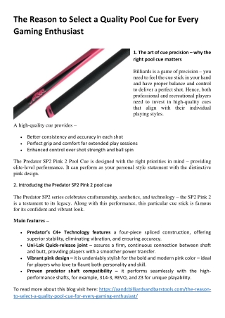 The Reason to Select a Quality Pool Cue for Every Gaming Enthusiast