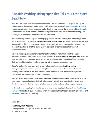 Adelaide Wedding Videography That Tells Your Love Story Beautifully