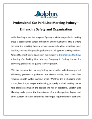 Professional Car Park Line Marking Sydney