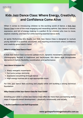 Kids Jazz Dance Class Where Energy, Creativity, and Confidence Come Alive