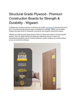 Structural Grade Plywood - Premium Construction Boards for Strength & Durability